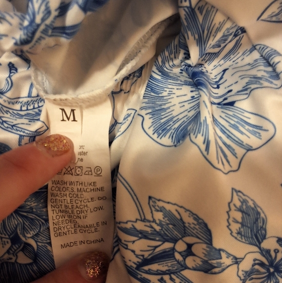 Floral Blue and White Womens Pajamas - Picture 5 of 5